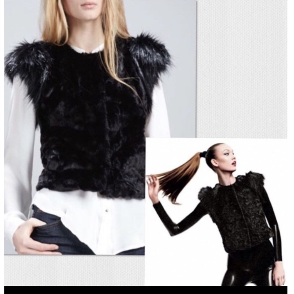 Skaist Taylor Neiman Marcus Target Faux Fur Vest Womens Small Black Excellent